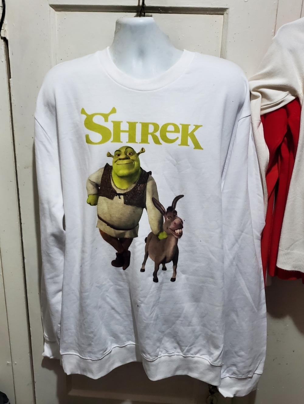 Shrek Graphic Sweatshirt - White with Green Print Size XL